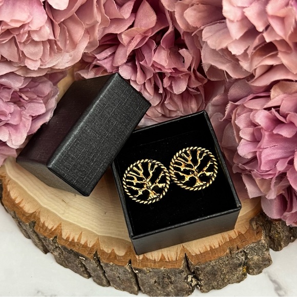 Twisted Antiqued Gold Tree of Life Cufflinks - Picture 13 of 16